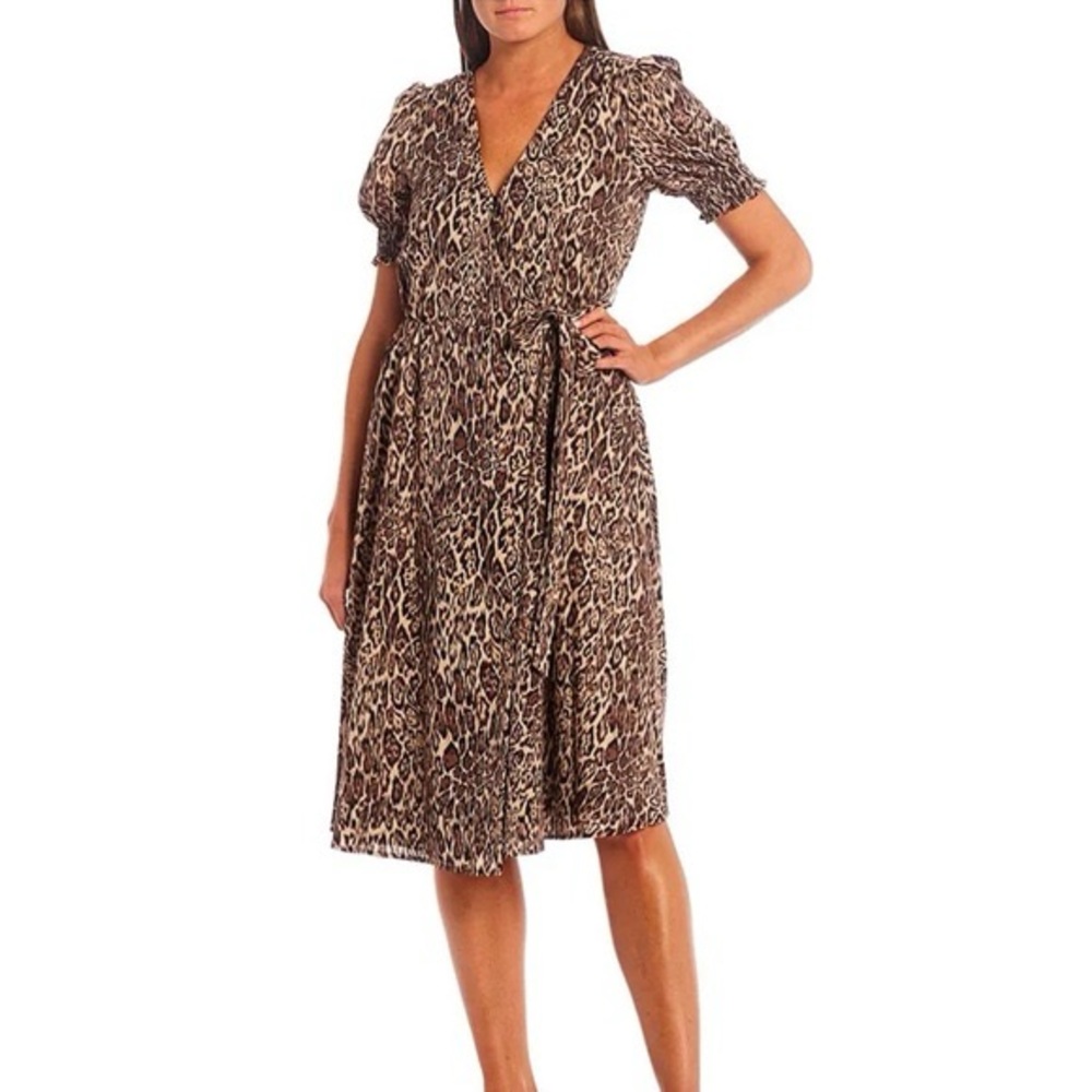 Alex Marie midi wrap cheetah print dress